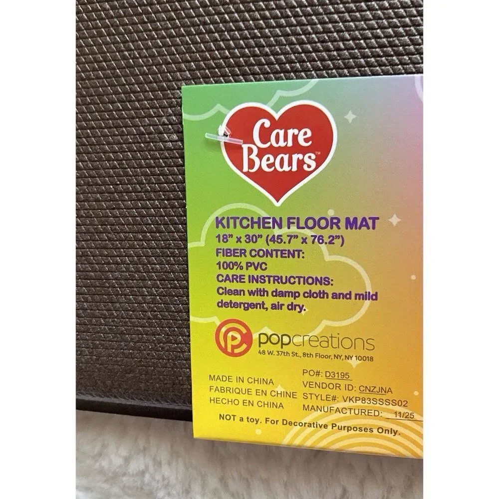 Care Bears Anti Fatigue Kitchen‎ Mat 18”x 30” PVC Rainbow Cloud Heart Balloons